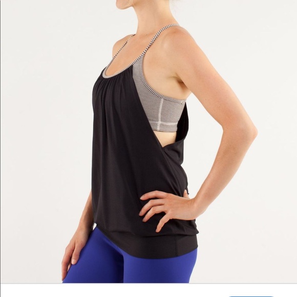 Lululemon No Limits Tank Size 4 Black & Tan Stripe - Picture 1 of 7